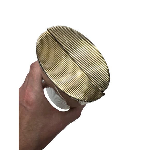 Judith Leiber Vintage Gold Tone Cylinder Clutch Shoulder Bag with Comb - Picture 6 of 12